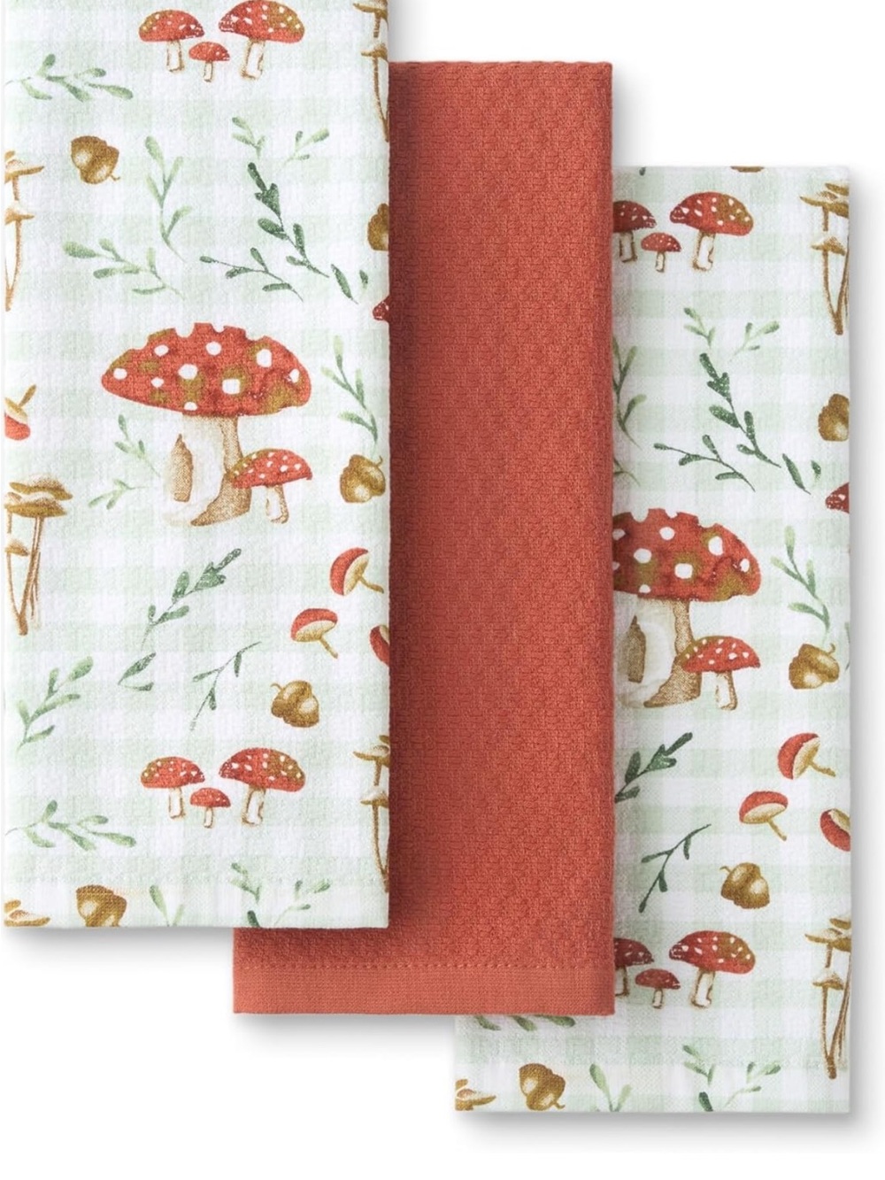 Martha Stewart Mushroom Kitchen Towel 3-Pack Set, Burnt Orange/Green/White,
NWT
